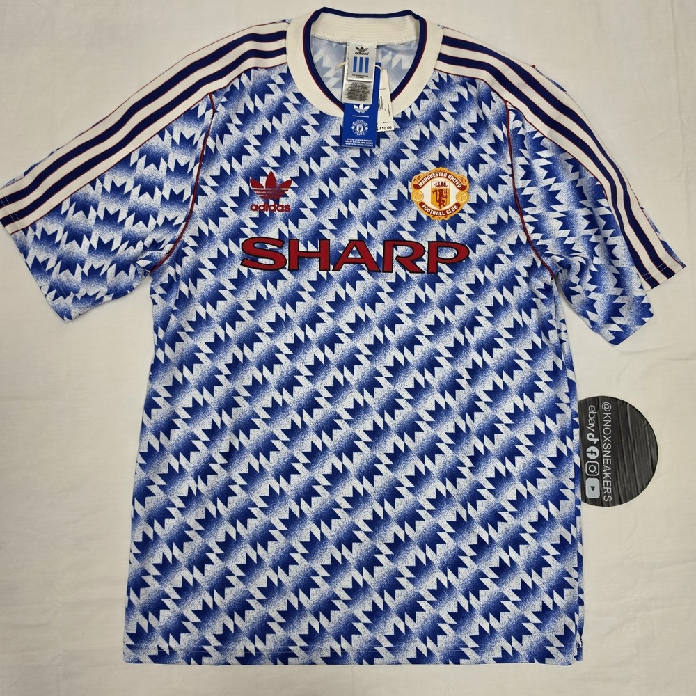 adidas Manchester United 1990-92 Retro Away Jersey JM5495 Mens Medium Blue